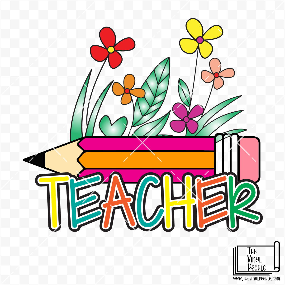 Teacher Pencil Floral Vinyl Decal – Thevinylpeople