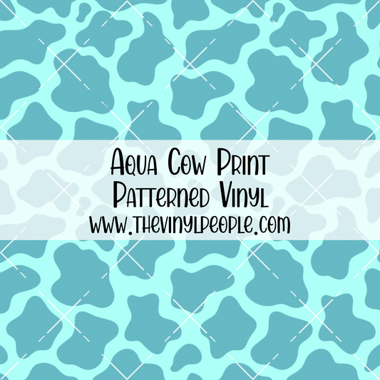 Aqua Cow Print Patterned Vinyl