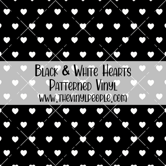 Black & White Hearts Patterned Vinyl