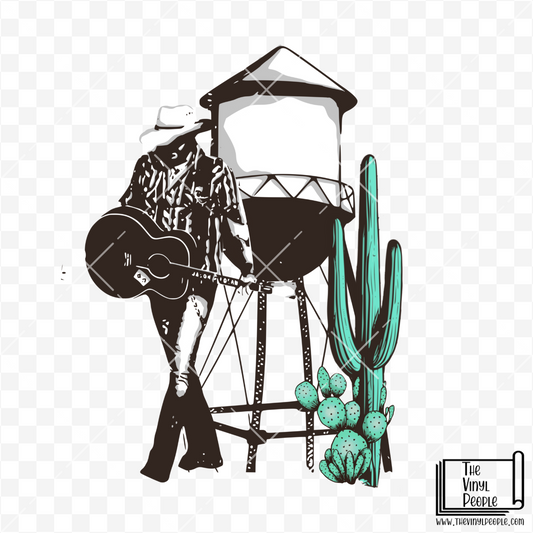 Cowboy Water Tower Vinyl Decal