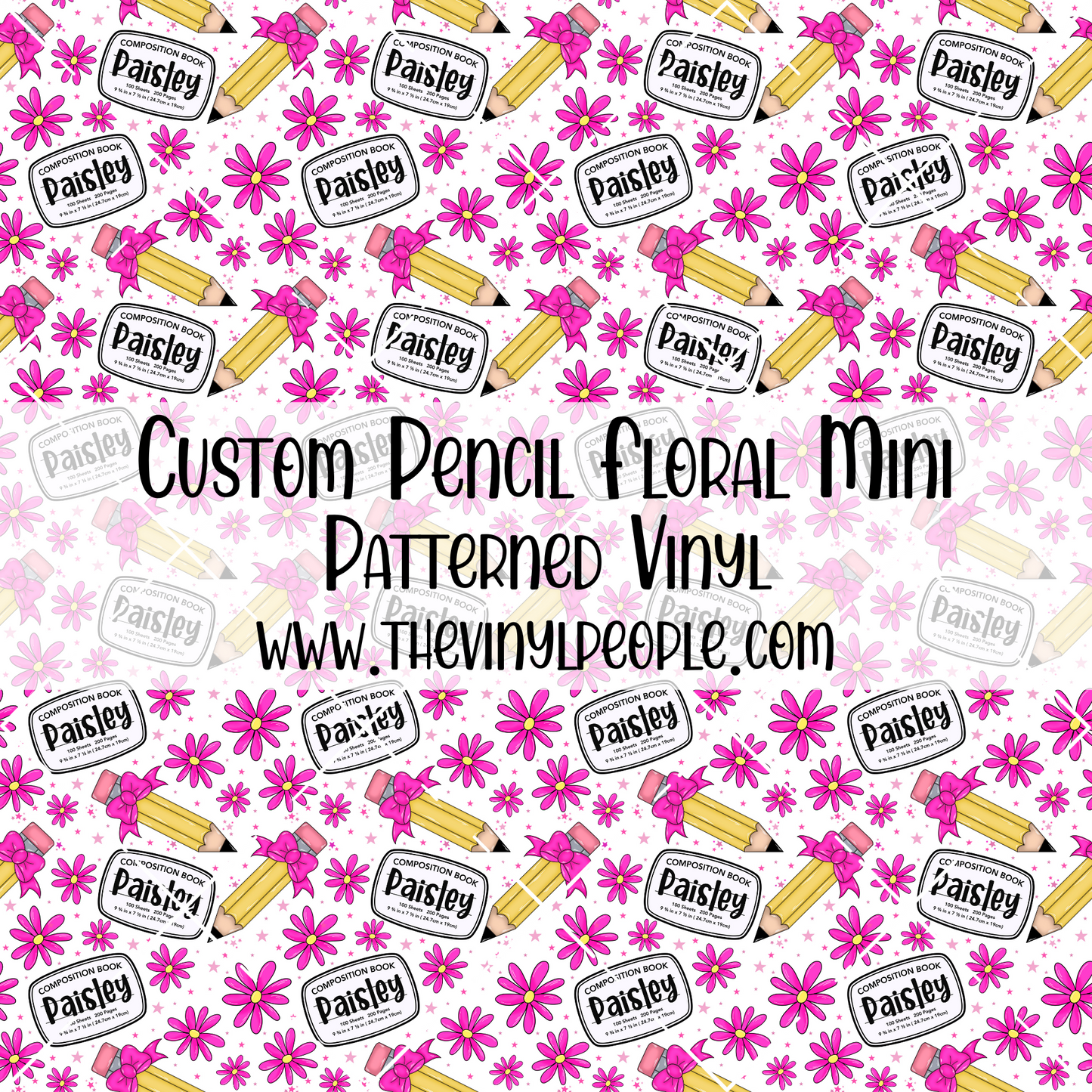 CUSTOM Pencil Floral Patterned Vinyl