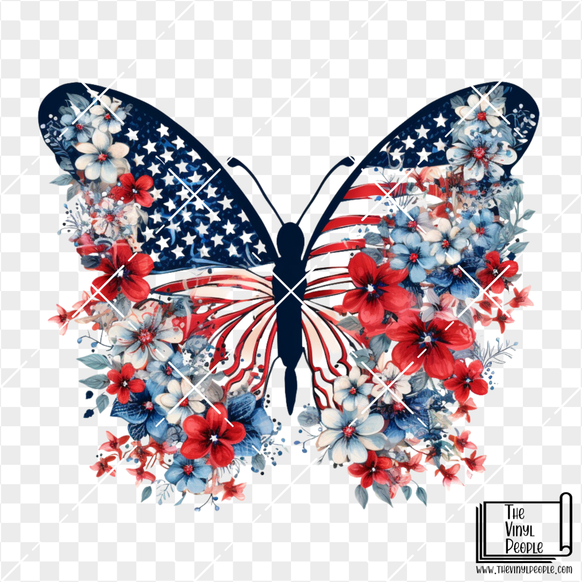 USA Butterfly Floral Vinyl Decal