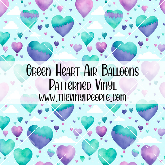 Green Heart Air Balloons Patterned Vinyl