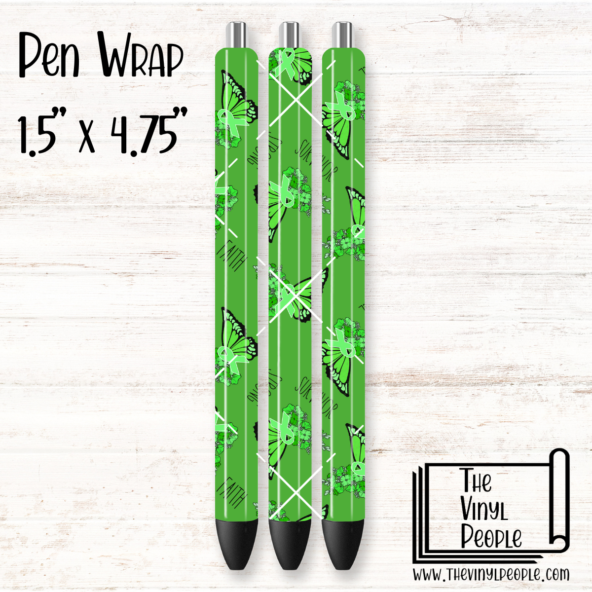 Green Ribbon Butterfly Pen Wrap