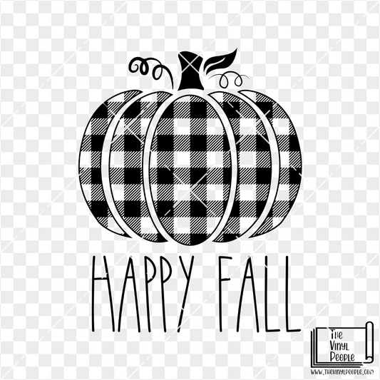 Happy Fall Plaid Vinyl Decal