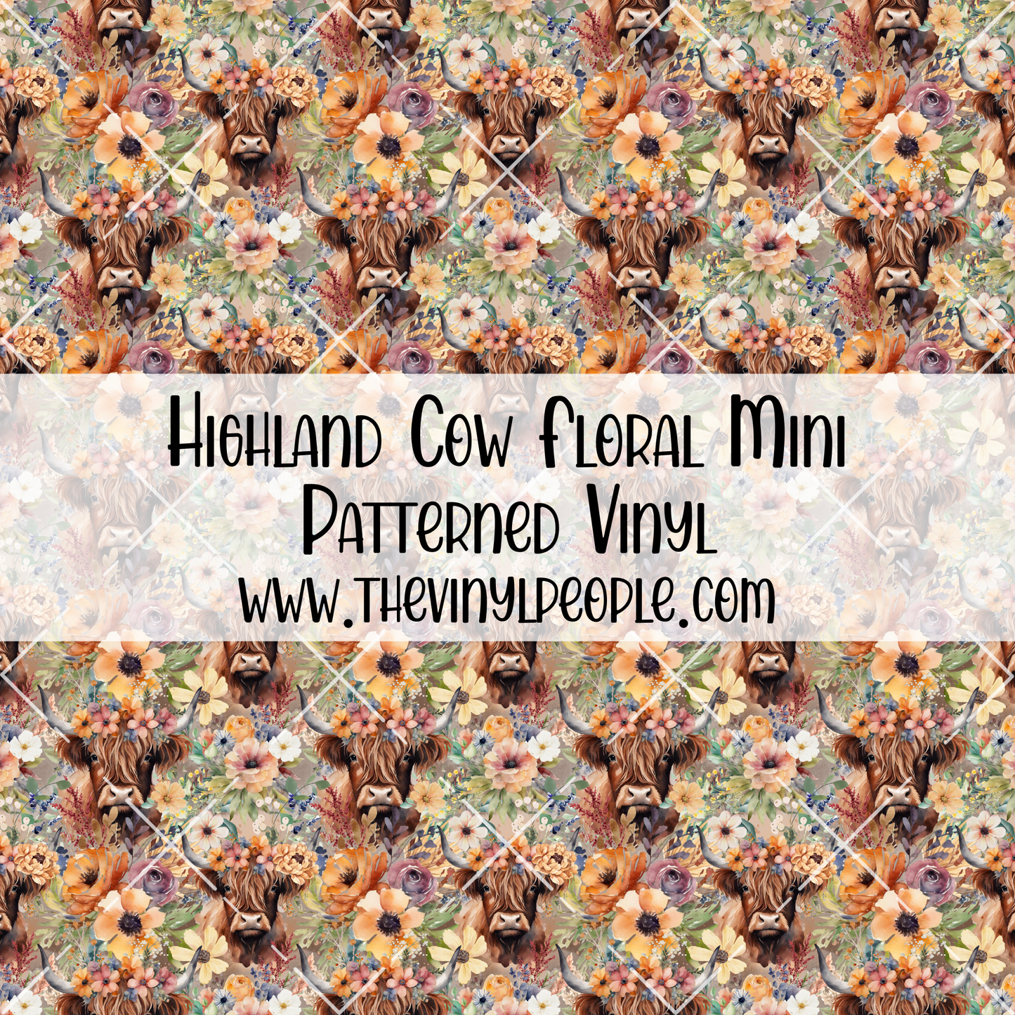 Highland Cow Floral Patterned Vinyl