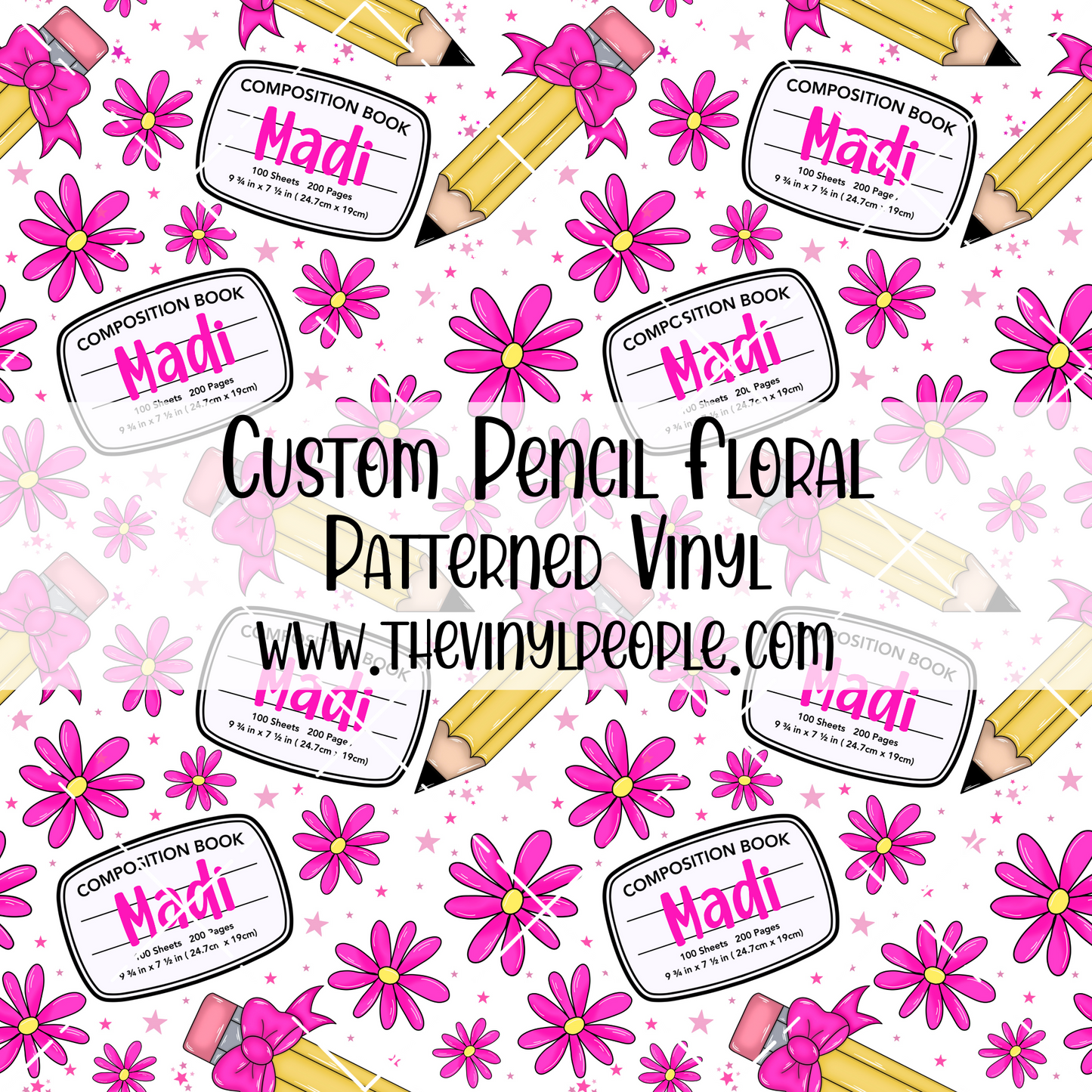 CUSTOM Pencil Floral Patterned Vinyl