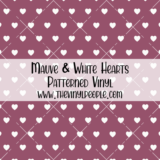 Mauve & White Hearts Patterned Vinyl