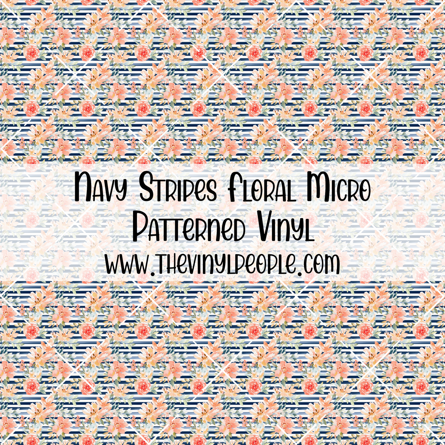 Navy Stripes Floral Patterned Vinyl