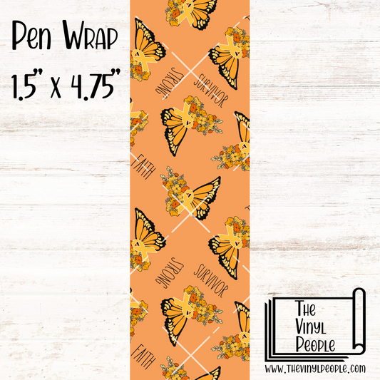 Orange Ribbon Butterfly Pen Wrap