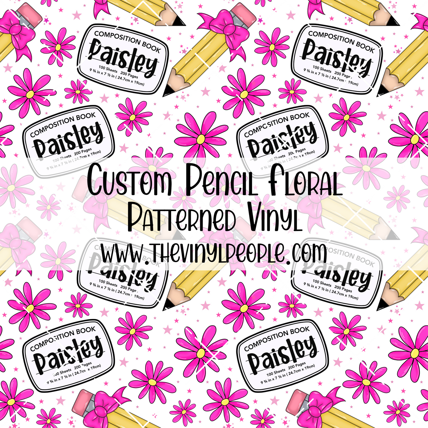 CUSTOM Pencil Floral Patterned Vinyl