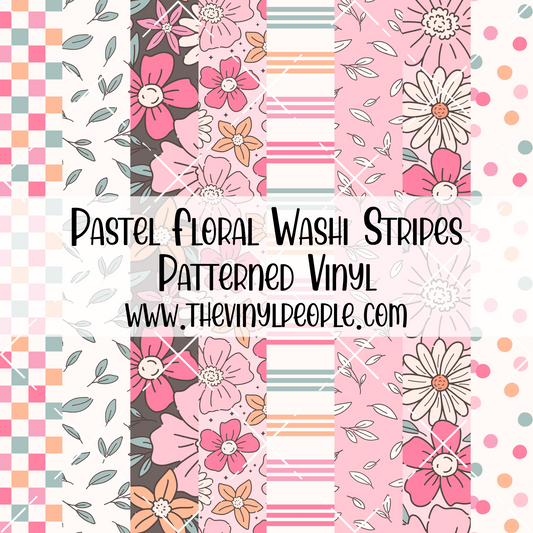 Pastel Floral Washi Stripes Patterned Vinyl