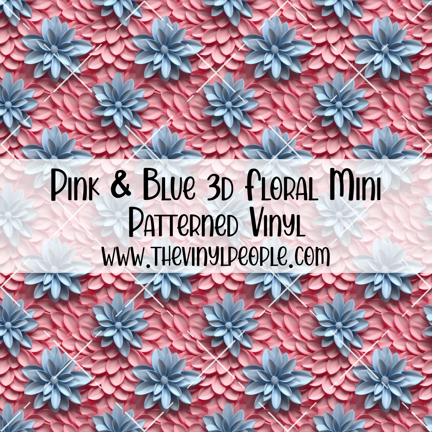 Pink & Blue 3D Floral Patterned Vinyl