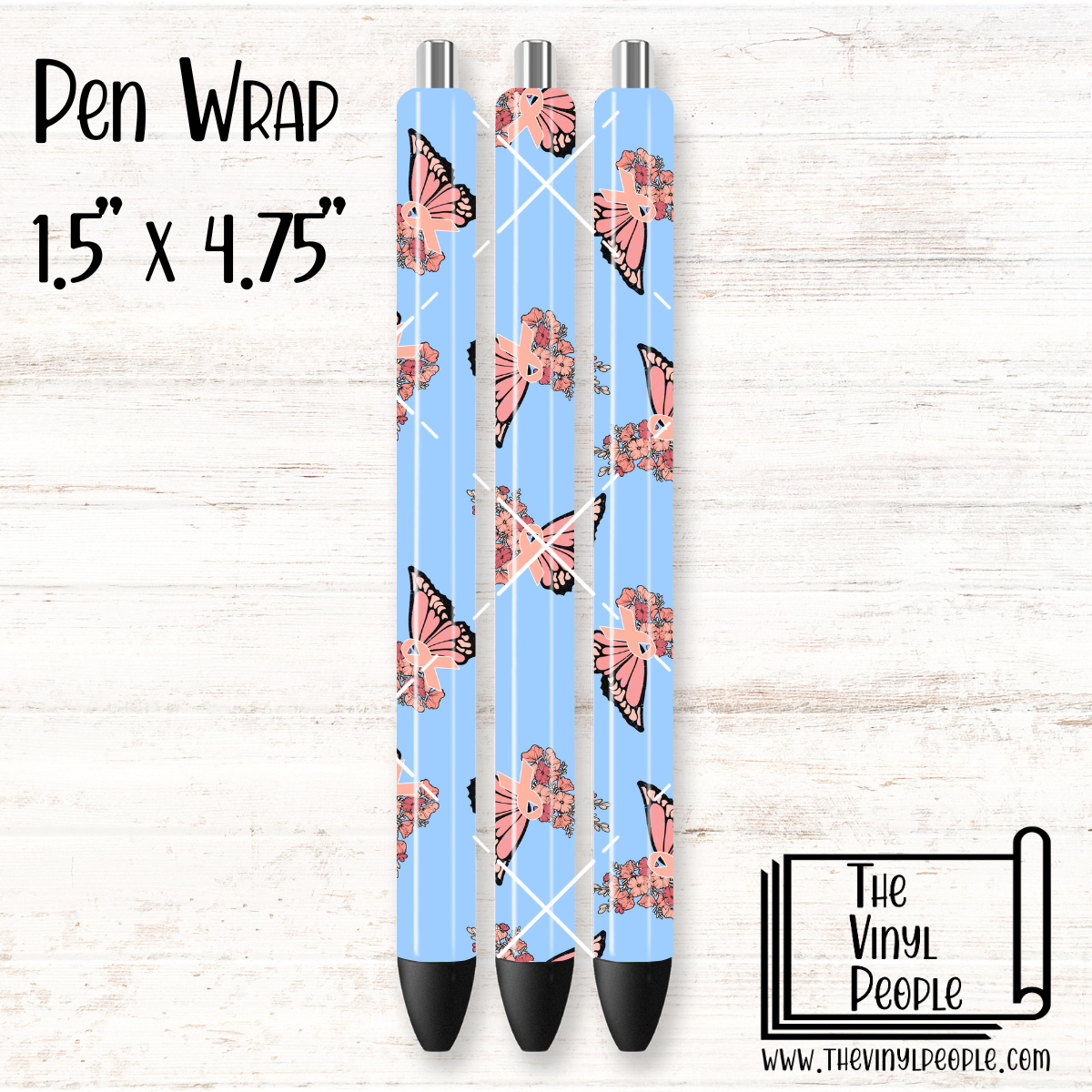 Pink & Blue Ribbon Butterfly Pen Wrap