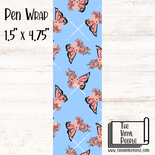 Pink & Blue Ribbon Butterfly Pen Wrap