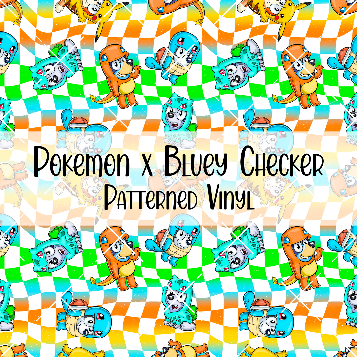 Pokemon x Bluey Checker Patterned Vinyl