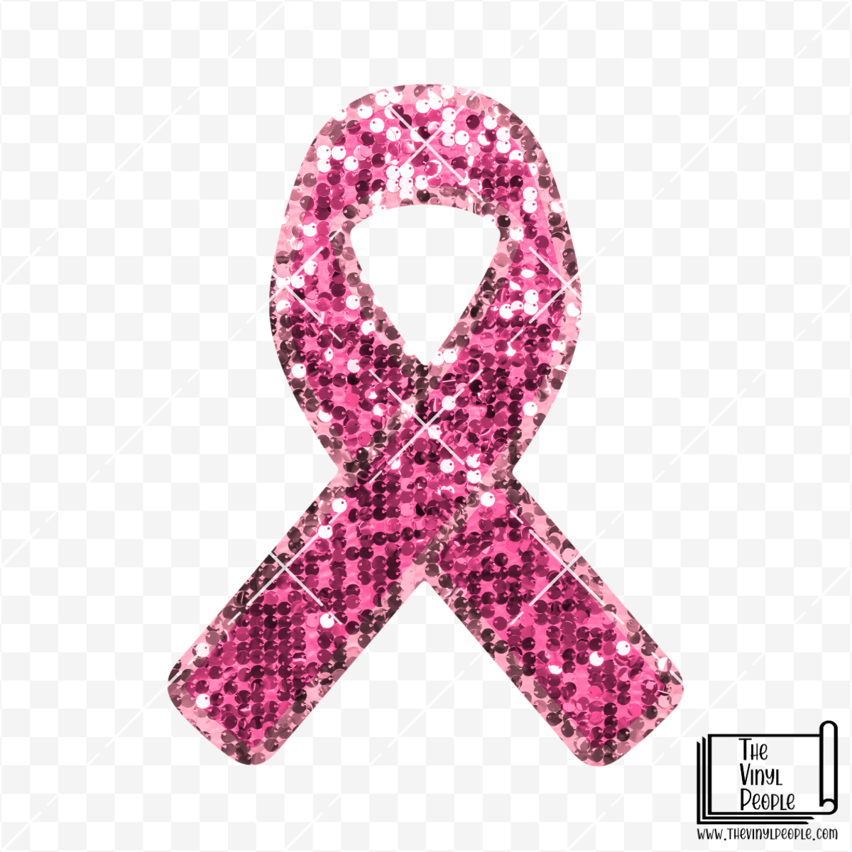 Sequin Pink Ribbon Vinyl Decal