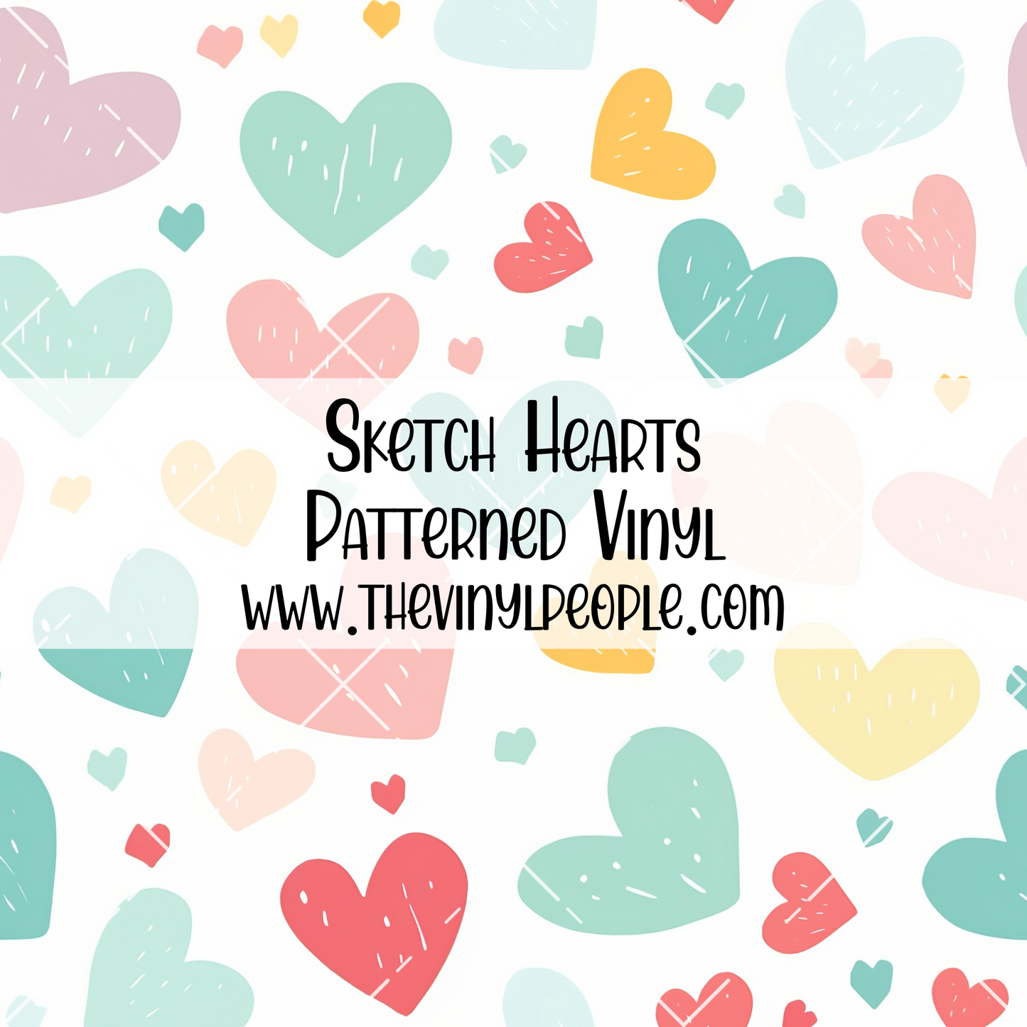 Sketch Hearts Patterned Vinyl