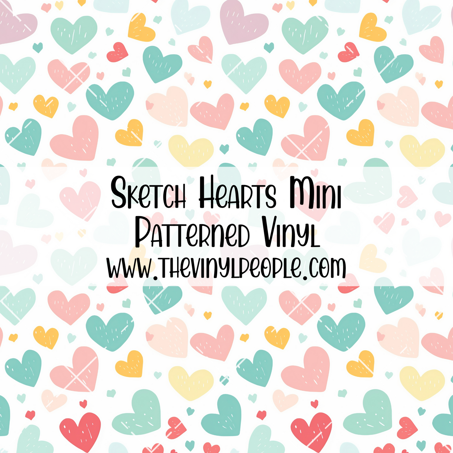 Sketch Hearts Patterned Vinyl