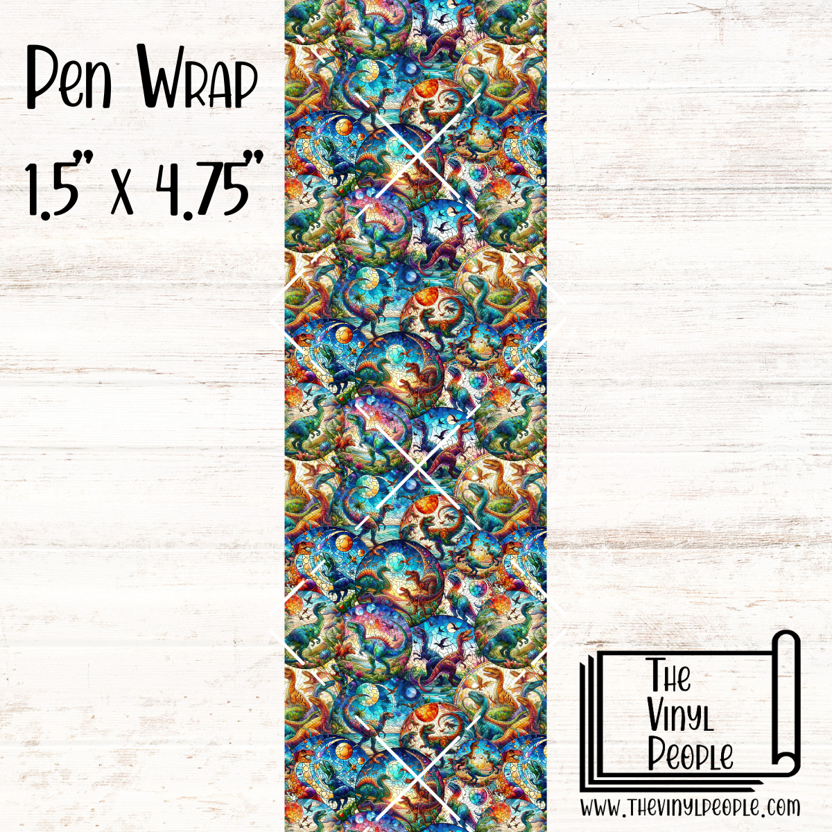 Stained Glass Dinosaurs Pen Wrap