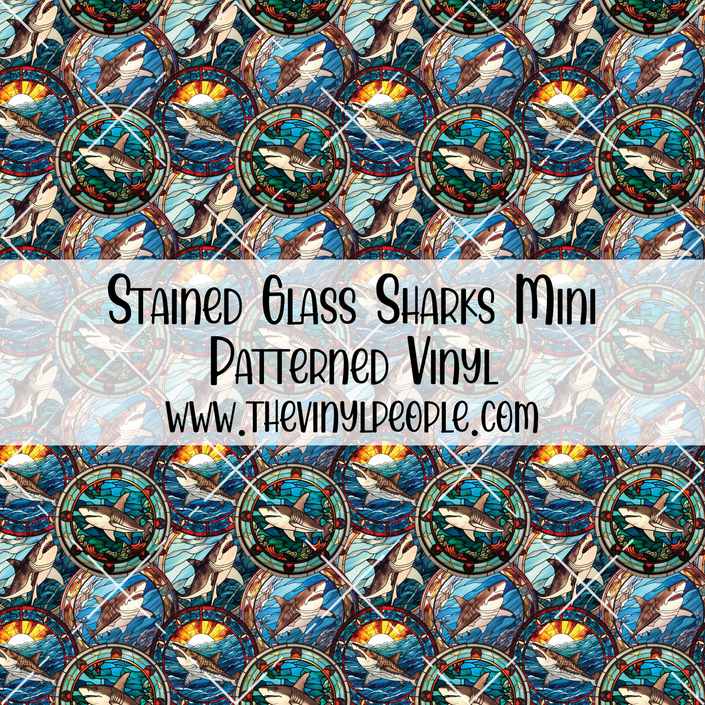 Stained Glass Sharks Patterned Vinyl