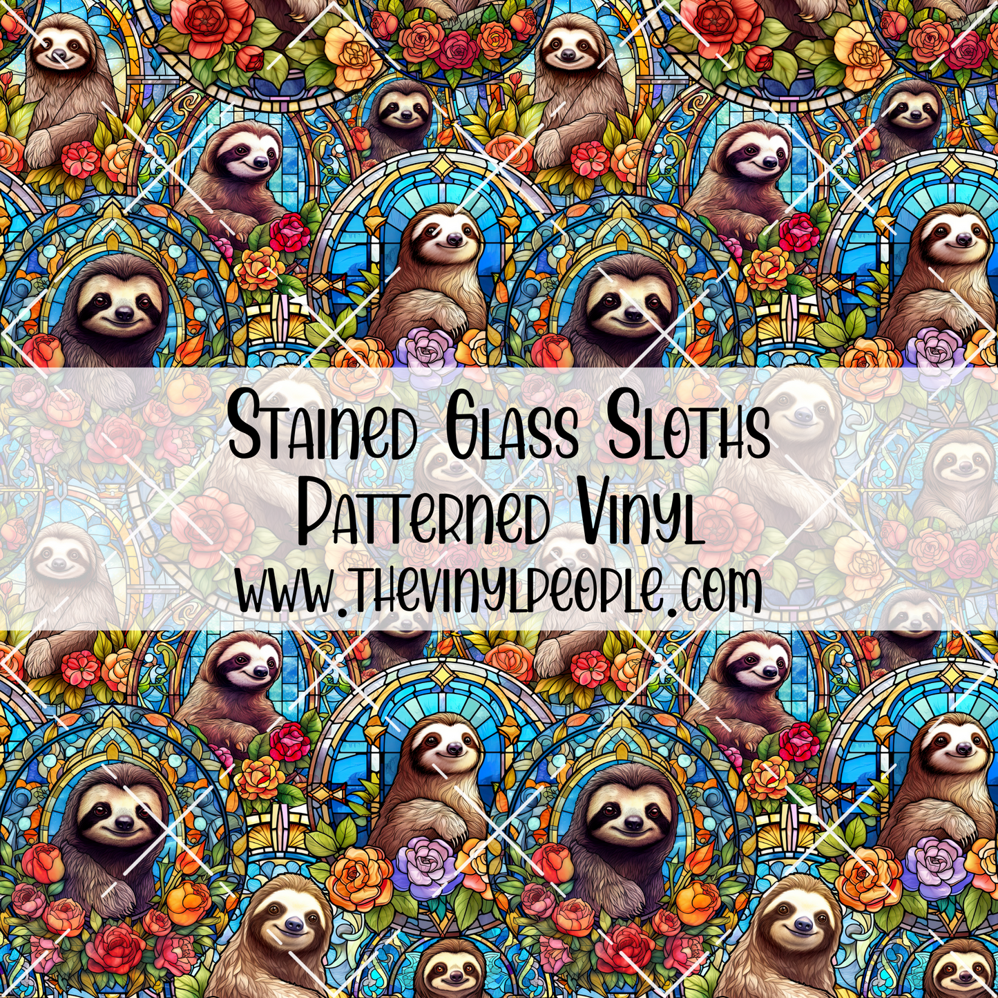 Stained Glass Sloths Patterned Vinyl