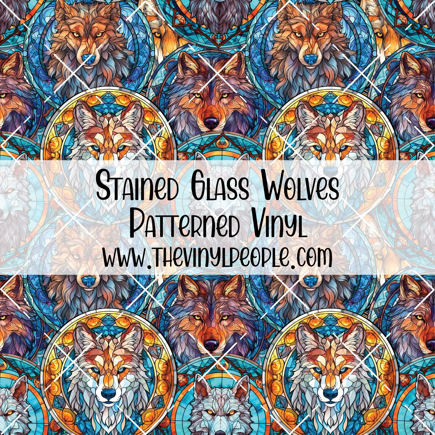 Stained Glass Wolves Patterned Vinyl