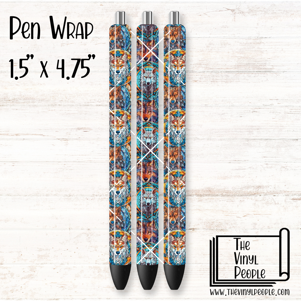 Stained Glass Wolves Pen Wrap