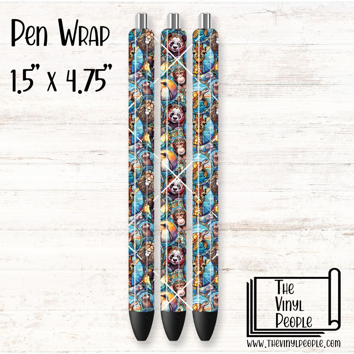 Stained Glass Zoo Animals Pen Wrap