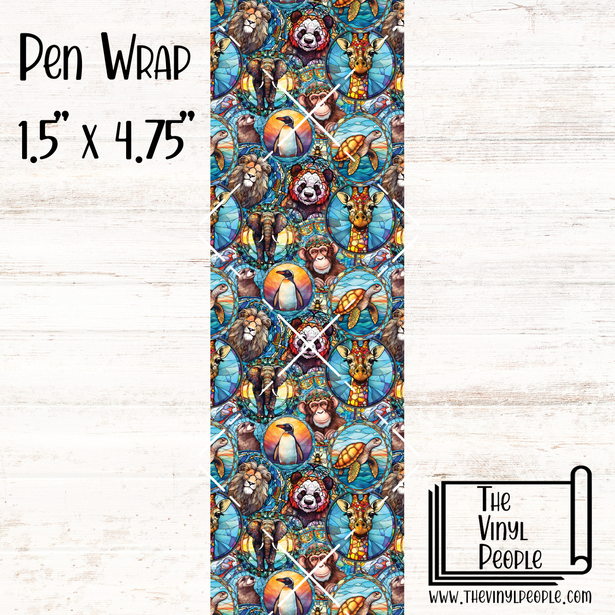 Stained Glass Zoo Animals Pen Wrap