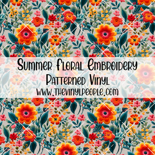 Summer Floral Embroidery Patterned Vinyl