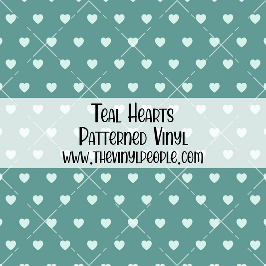 Teal Hearts Patterned Vinyl