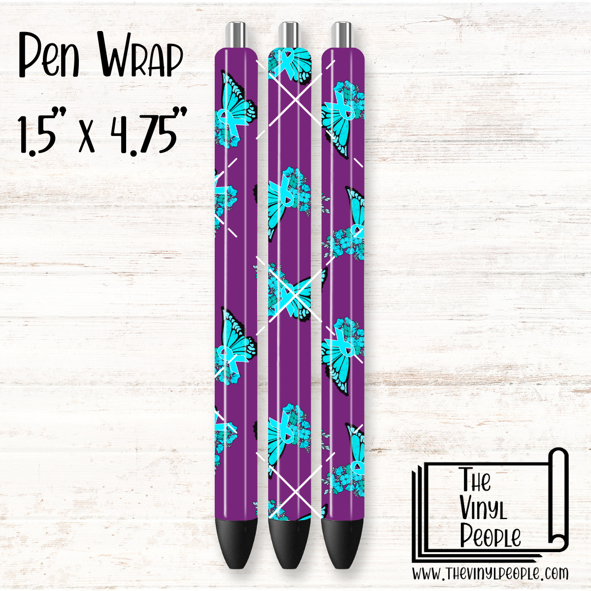 Teal & Purple Ribbon Butterfly Pen Wrap