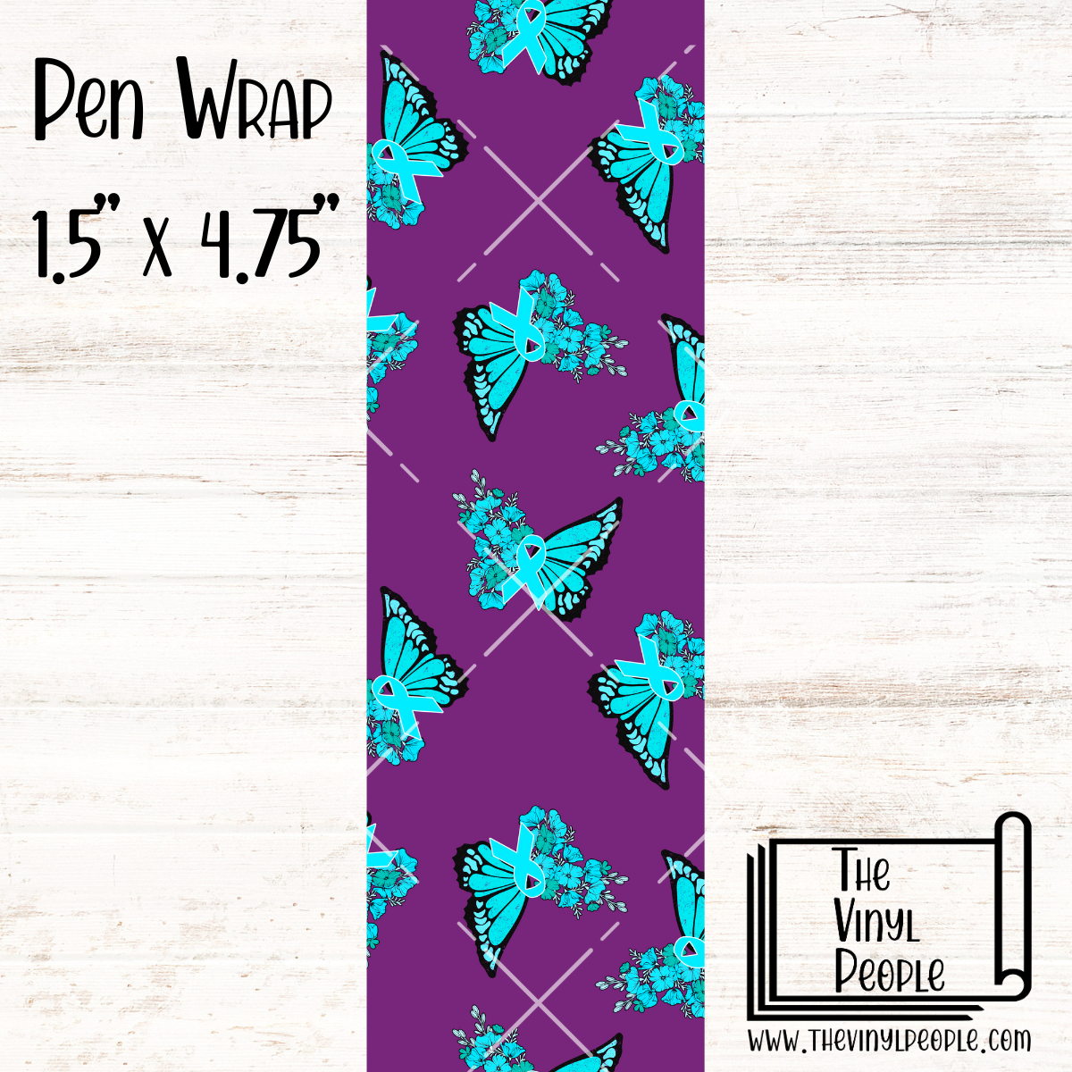 Teal & Purple Ribbon Butterfly Pen Wrap