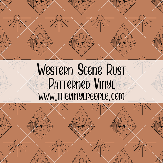 Western Scene Rust Patterned Vinyl