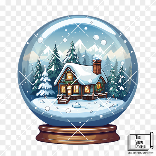 Winter Cabin Snowglobe Vinyl Decal