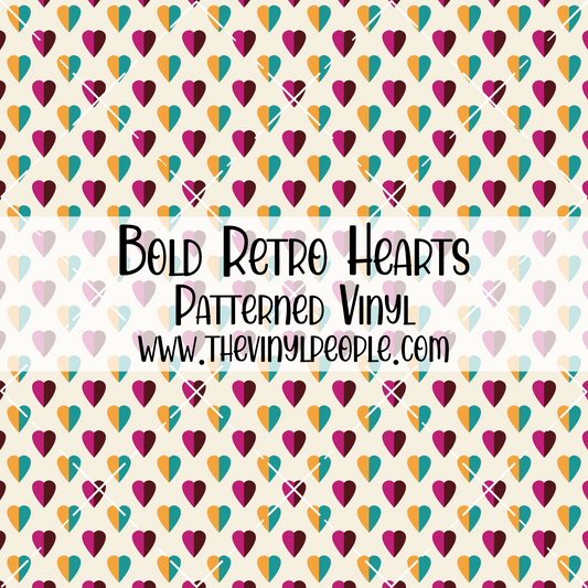 Bold Retro Hearts Patterned Vinyl