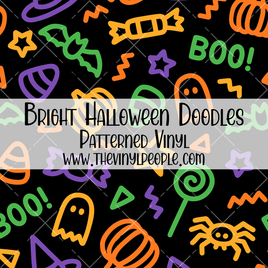 Bright Halloween Doodles Patterned Vinyl