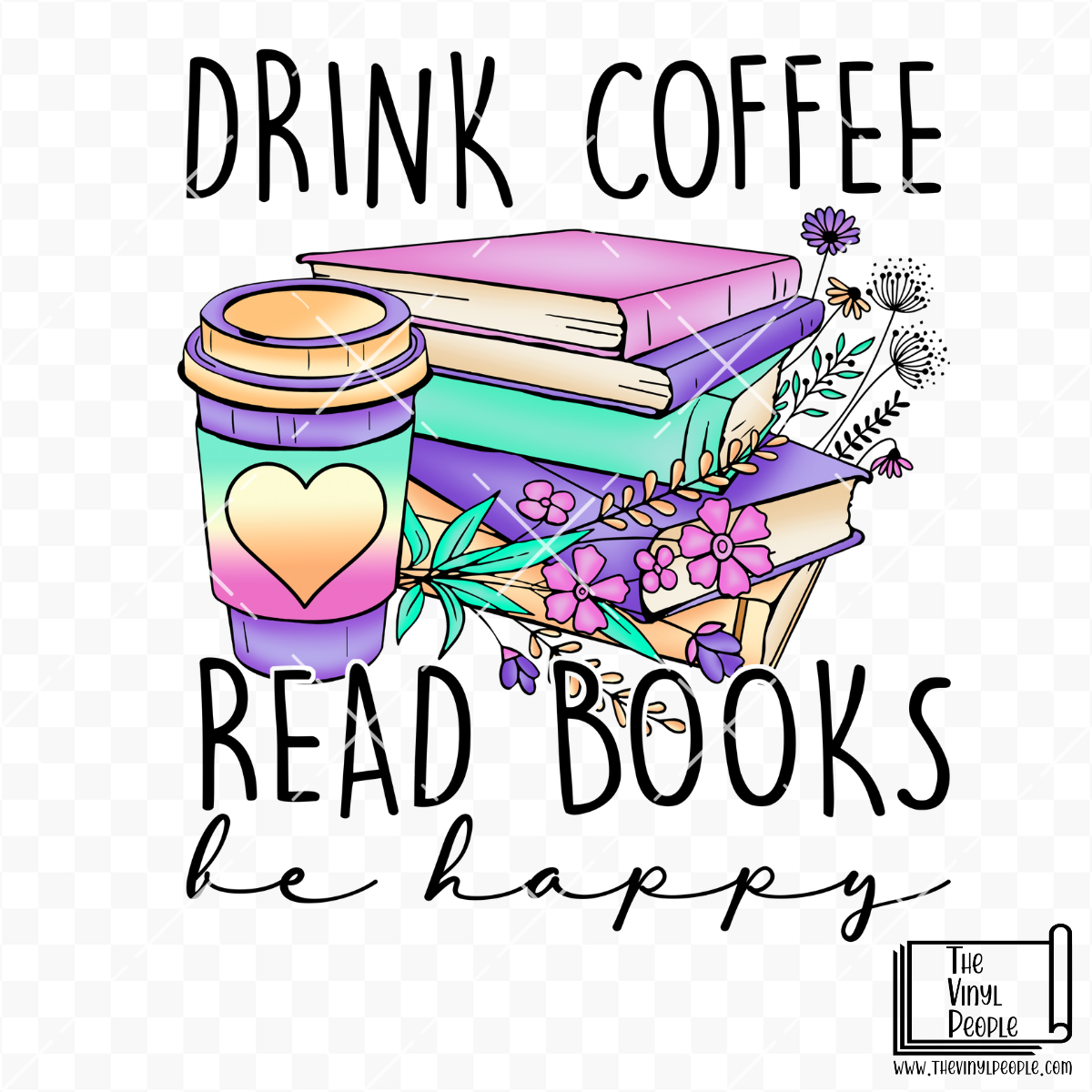 Coffee Books Happy Vinyl Decal