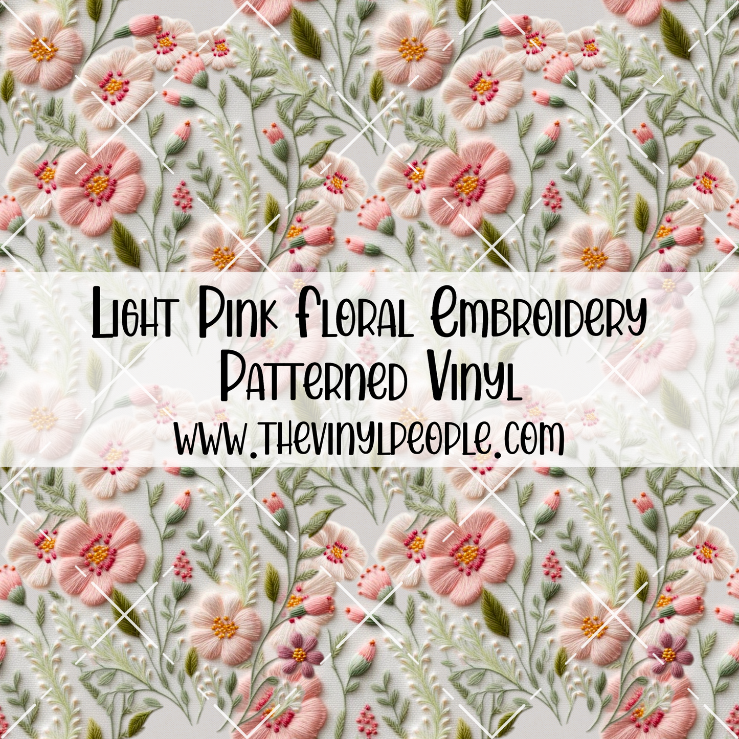 Light Pink Floral Embroidery Patterned Vinyl