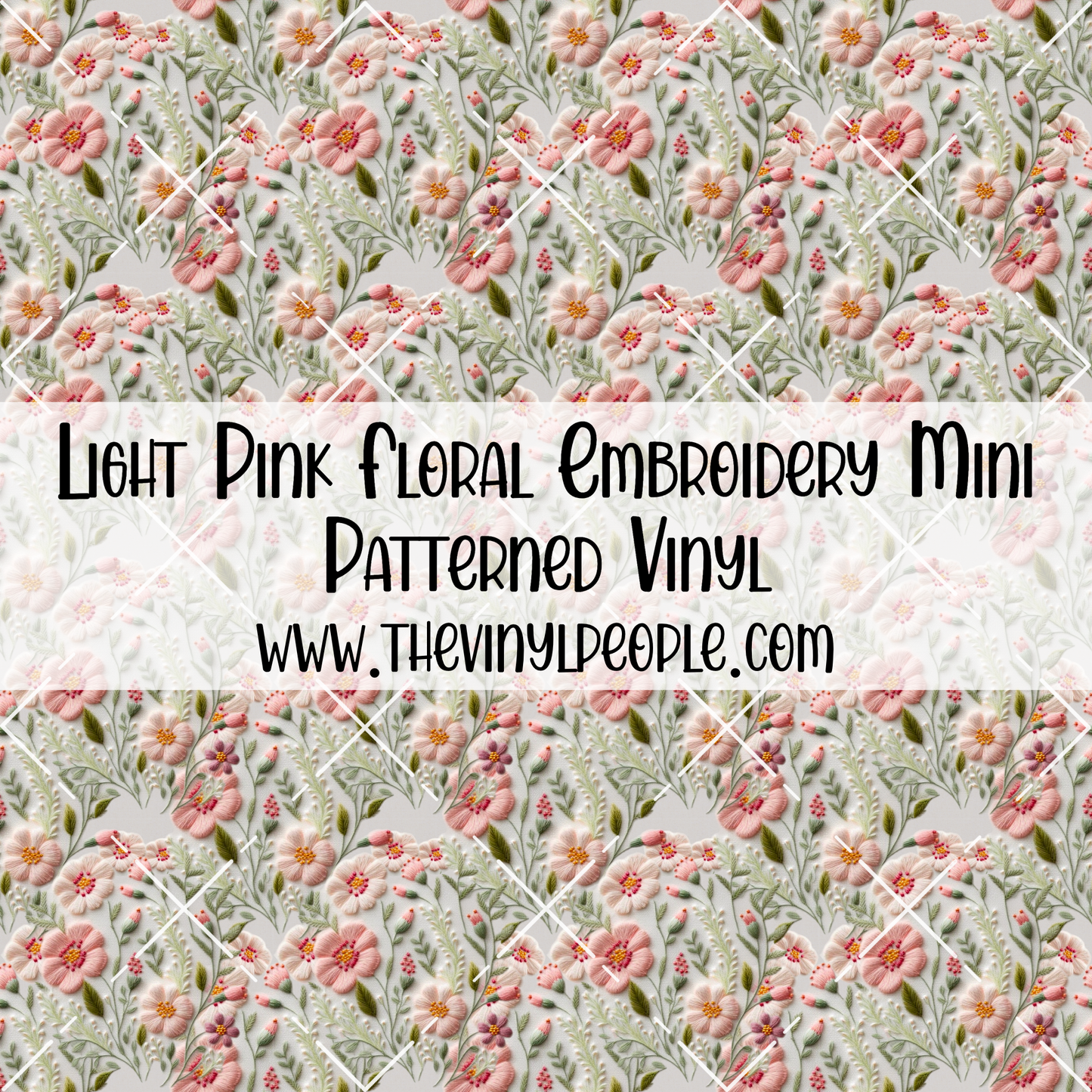 Light Pink Floral Embroidery Patterned Vinyl