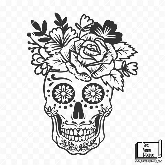 Monochrome Sugar Skull Vinyl Decal