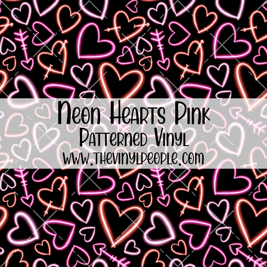 Neon Hearts Pink Patterned Vinyl