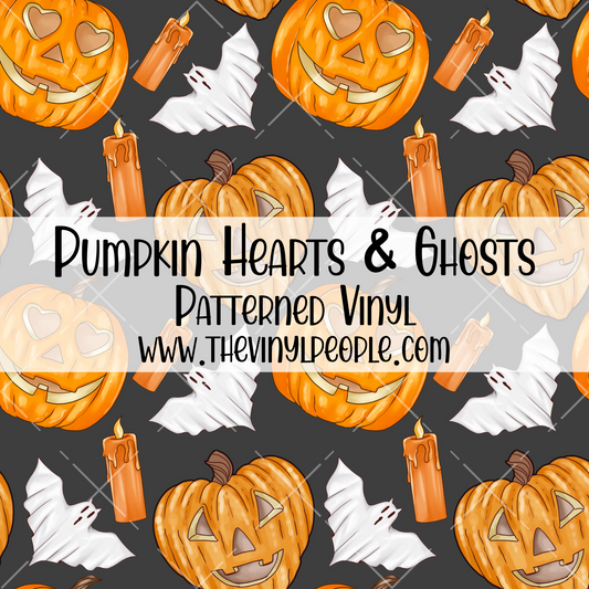 Pumpkin Hearts & Ghosts Patterned Vinyl