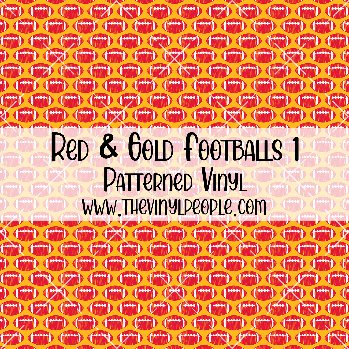 Red & Gold Footballs Patterned Vinyl