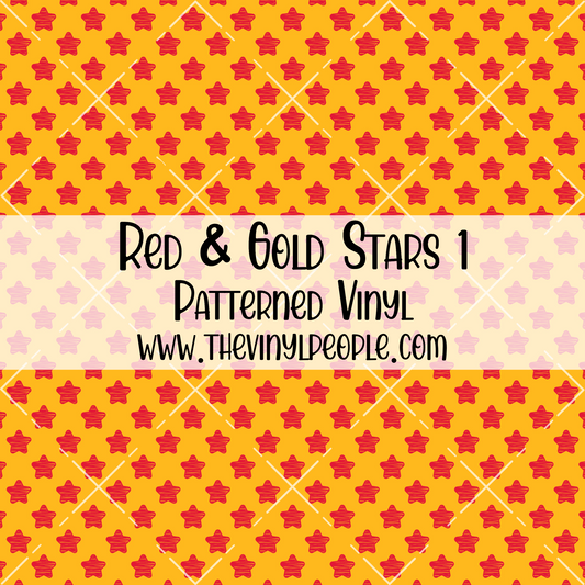 Red & Gold Stars Patterned Vinyl