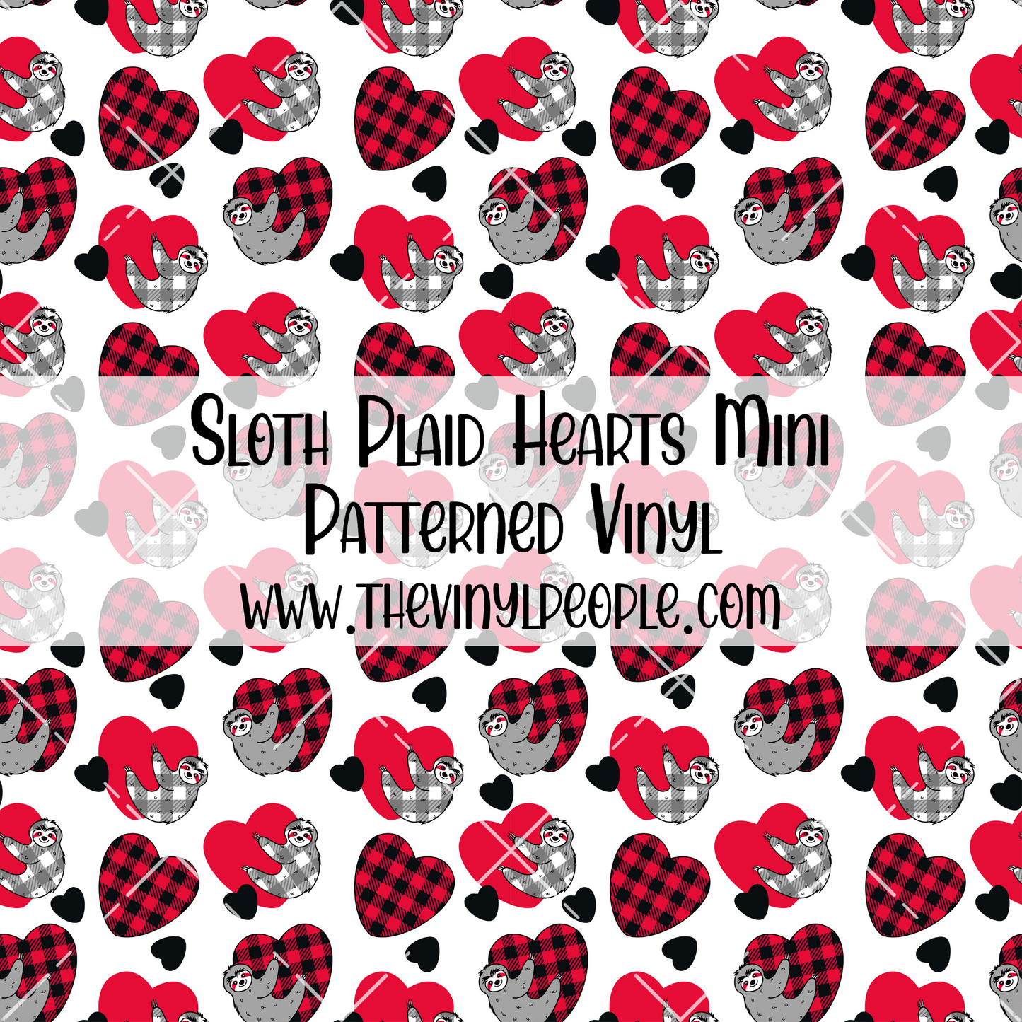 Sloth Plaid Hearts Patterned Vinyl