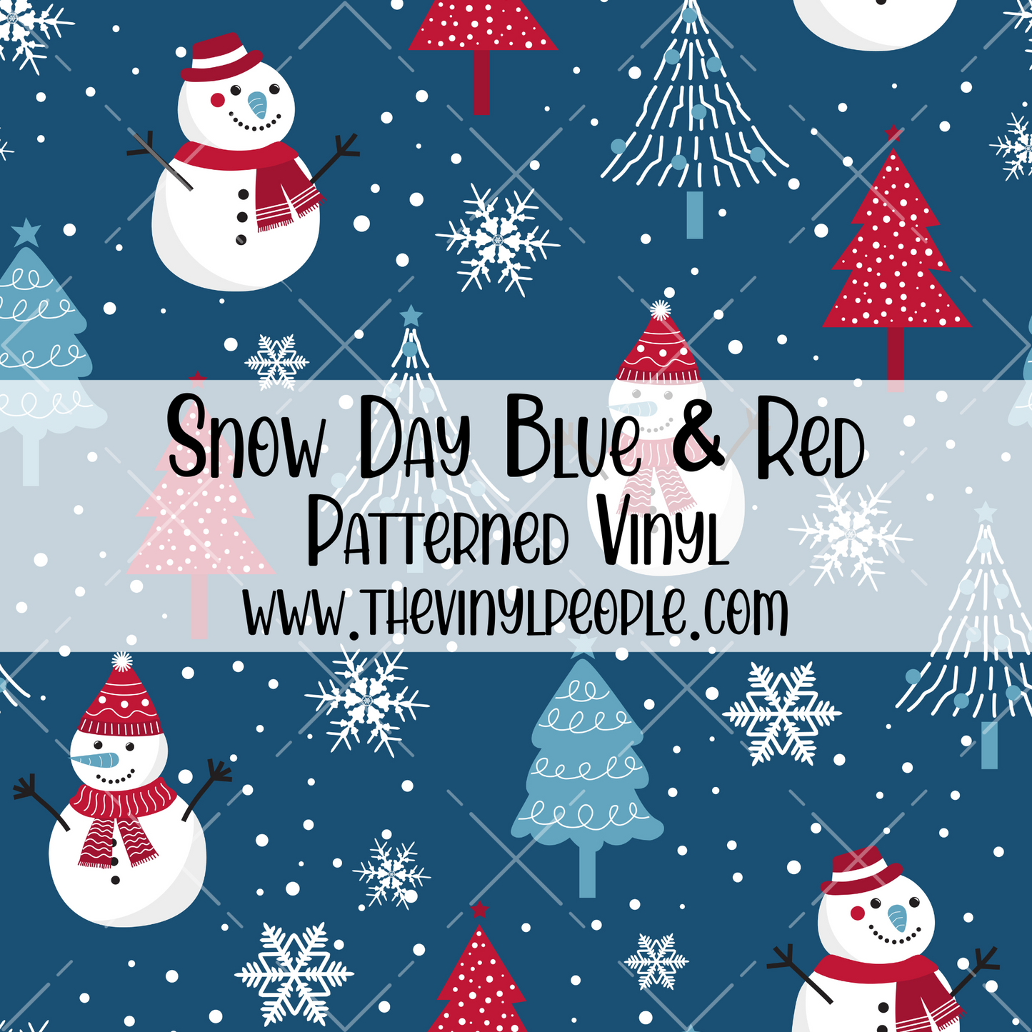 Snow Day Blue & Red Patterned Vinyl