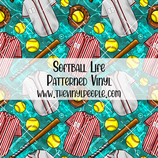 Softball Life Patterned Vinyl